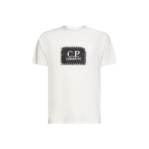 Cp Company Men White 30/1 Jersey Logo Label Printed T-Shirt